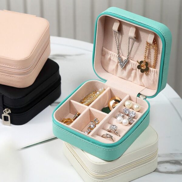 Jewelry Storage Box leather Jewelry Stand Earrings Ring Box Cosmetics Beauty Container Organizer (random color)Made in China