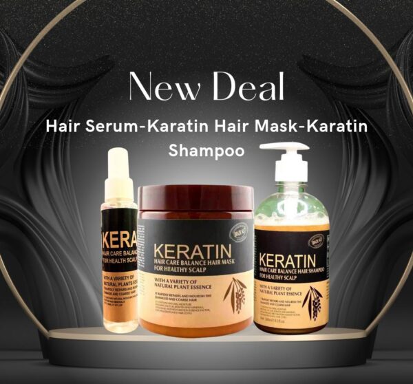 (New Deal) Pack Of 3 items Keratin hair mask| Keratin Shampoo| Keratin Hair spray