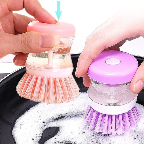 Self Dispensing Cleaning Brush Dish Brush Liquid Soap Plastic Dish Cleaning Brush Home Cleaning Laundry Products Kitchenwar(Random color)