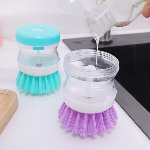 Self Dispensing Cleaning Brush Dish Brush Liquid Soap Plastic Dish Cleaning Brush Home Cleaning Laundry Products Kitchenwar(Random color) - Image 2