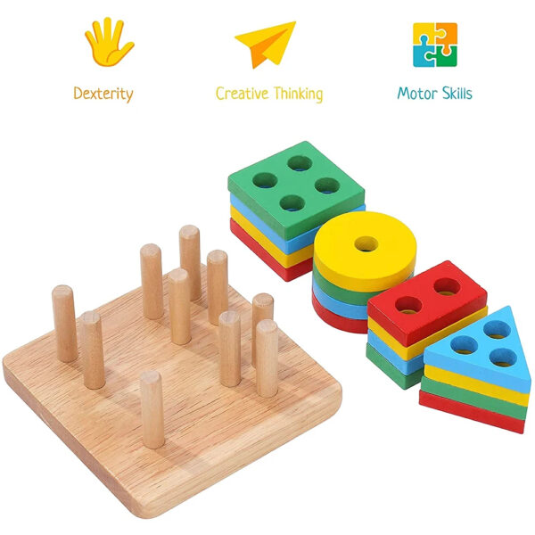 Lewo Wooden Puzzle Toddler Toys Shapes - Image 3