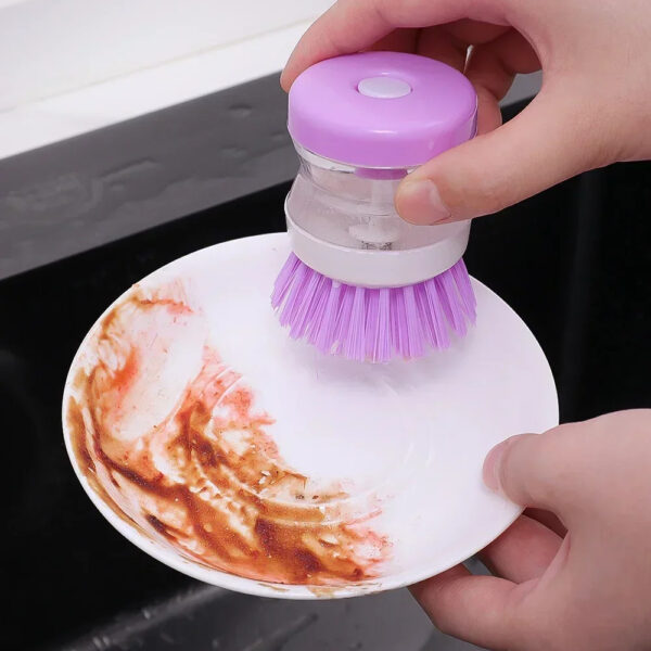 Self Dispensing Cleaning Brush Dish Brush Liquid Soap Plastic Dish Cleaning Brush Home Cleaning Laundry Products Kitchenwar(Random color) - Image 4