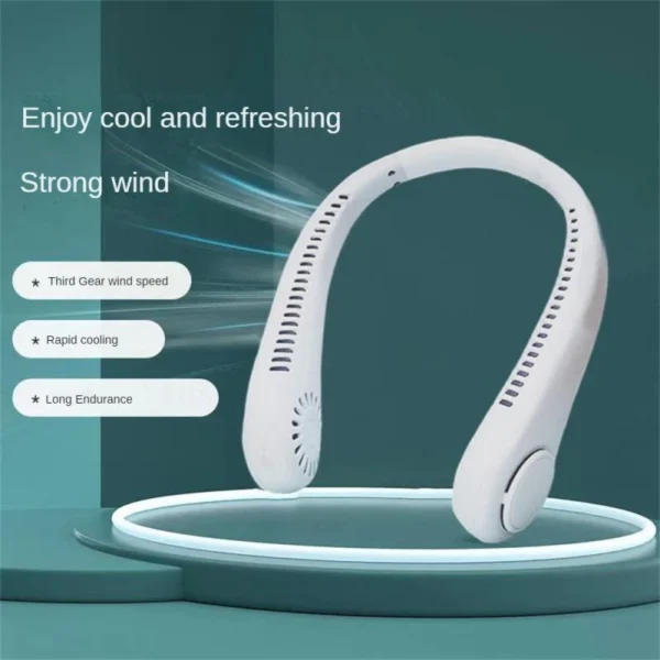 Portable Hanging Neck Fan Rechargeable | Rechargeable cooling fan (Random color) - Image 3