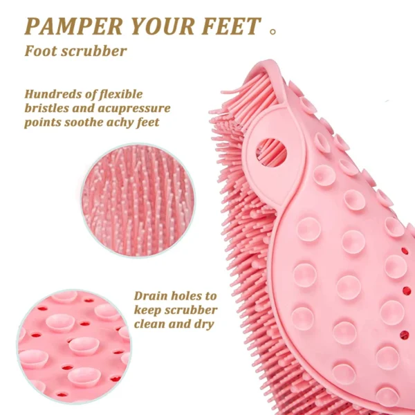 Body Wash Brush Shower Foot & Back Scrubber Mat, Wall Stick Suction Silicone Bathroom Scrubber (Random color) - Image 3