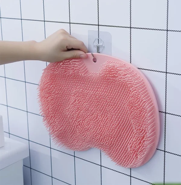 Body Wash Brush Shower Foot & Back Scrubber Mat, Wall Stick Suction Silicone Bathroom Scrubber (Random color) - Image 4