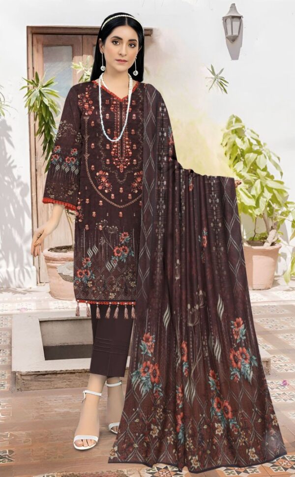 BAREEZA EMBROIDERED SHAMREY  Unstitched  3 PIECES PRINTED EMBROIDERED SHAMREY COLLECTION Casual Wear | winter 23