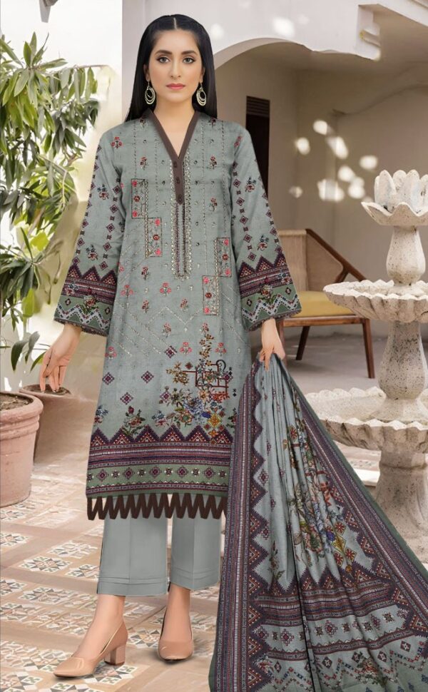 BAREEZA EMBROIDERED SHAMREY  Unstitched  3 PIECES PRINTED EMBROIDERED SHAMREY COLLECTION Casual Wear | winter 23