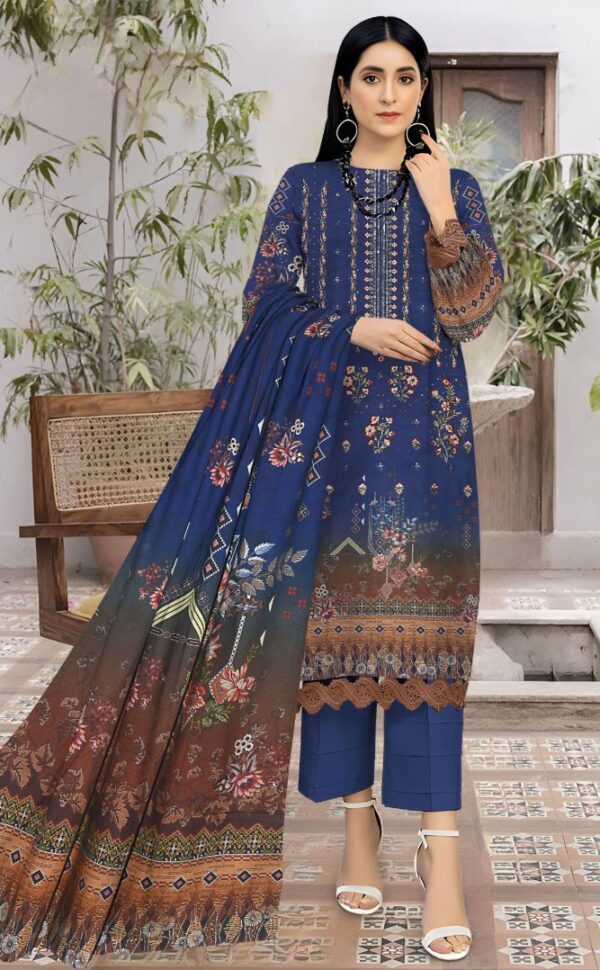 BAREEZA EMBROIDERED SHAMREY  Unstitched  3 PIECES PRINTED EMBROIDERED SHAMREY COLLECTION Casual Wear | winter 23